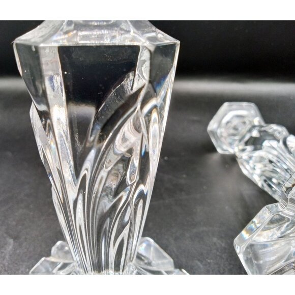 Candlestick Holders Clear 7 Inch Set 2 Elegant Design Vintage Glass Crystalline - Picture 14 of 14